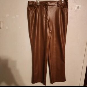 Maison d' Amelie Paris Faux Leather Brown Pants Size 14, Inseam 28"